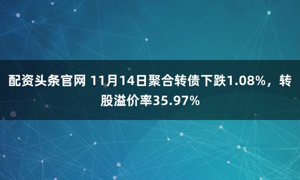 配资头条官网 11月14日聚合转债下跌1.08%，转股溢价率35.97%